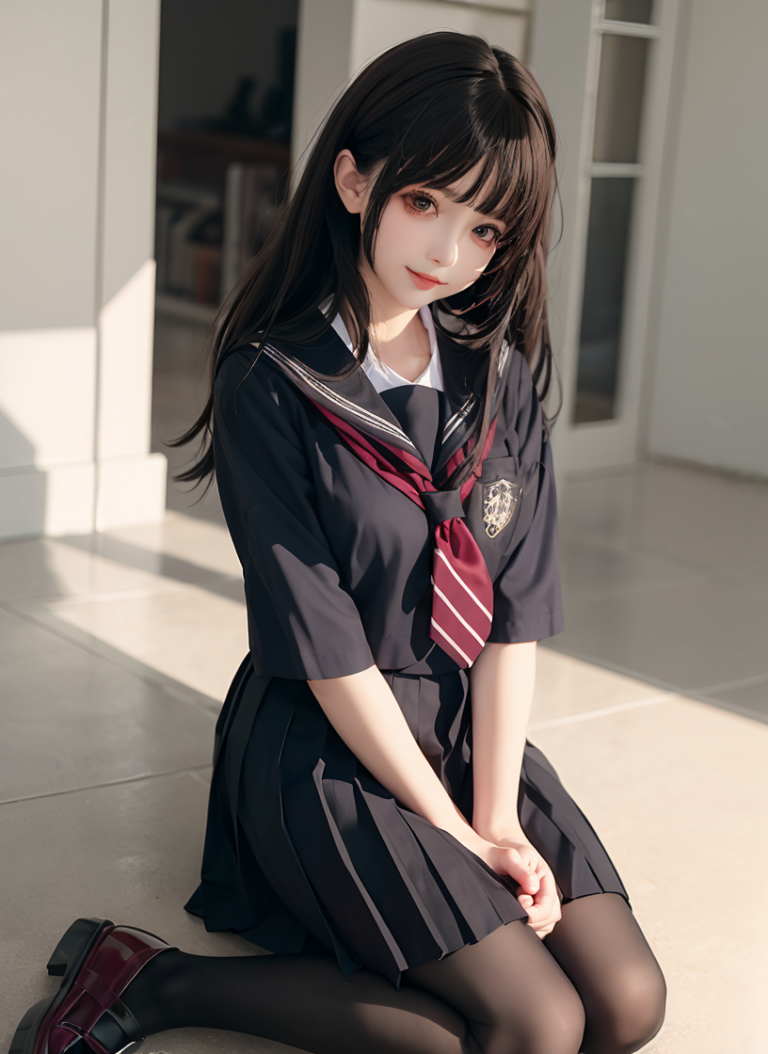 SD Images – beautiful student with school uniform and black panty ...